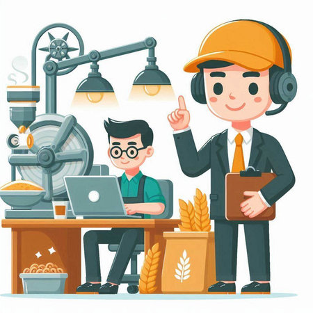 Worker in the office. Vector illustration in a flat style.のイラスト素材