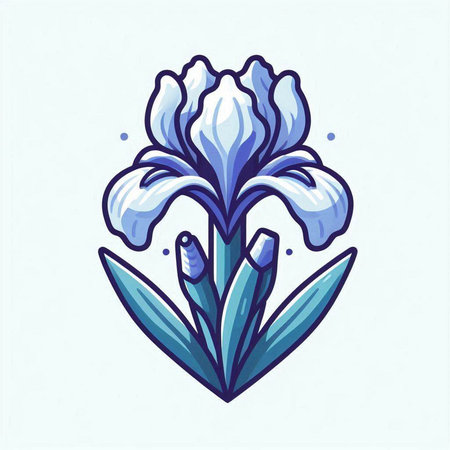 Blue iris flower isolated on a white background. Vector illustration.のイラスト素材