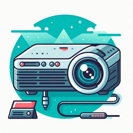 Vector illustration of a video projector in flat style on white background.のイラスト素材