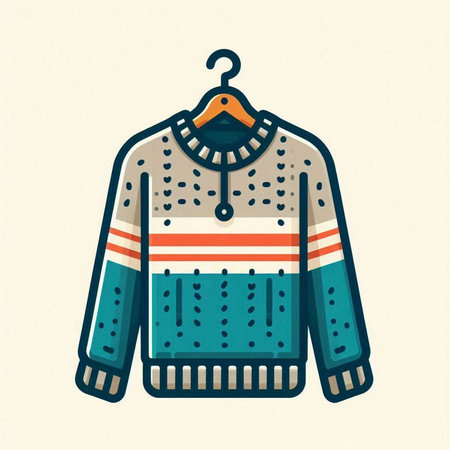 Vector illustration of a sweater on a hanger in retro style.のイラスト素材