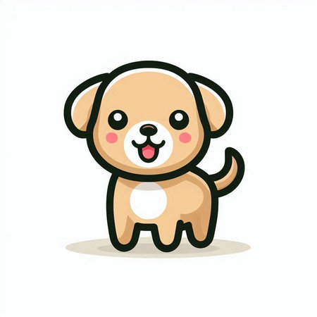 Cute cartoon dog on white background. Vector illustration. Eps 10.のイラスト素材