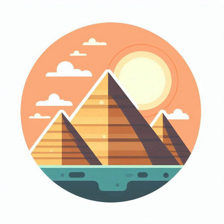 Egyptian pyramids. Vector illustration in flat style. EPS 10のイラスト素材