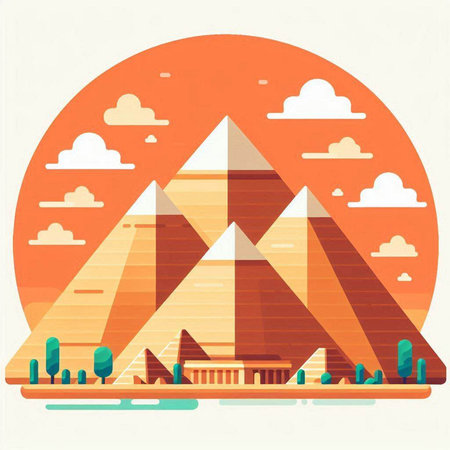 Egypt pyramids in flat style. Vector illustration of Egyptian pyramids.のイラスト素材