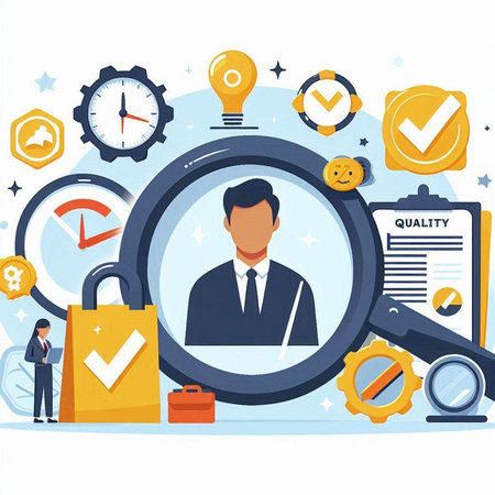 Flat design vector illustration concept of search and find job with magnifying glass.のイラスト素材