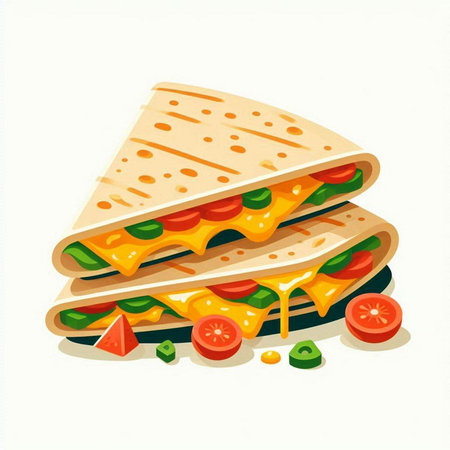 Mexican quesadilla on a white background. Vector illustration.のイラスト素材