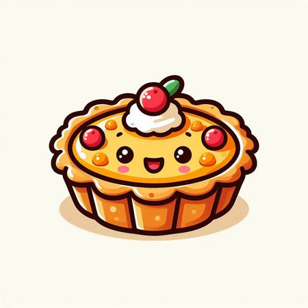 Cute cherry pie cartoon isolated on white background. Vector illustration.のイラスト素材