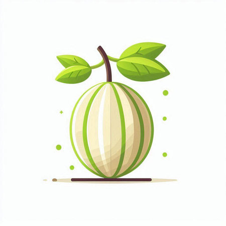 Watermelon with leaves isolated on a white background. Vector illustration.のイラスト素材