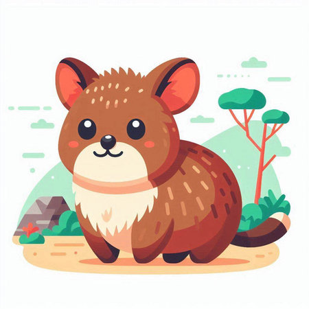 Cute cartoon dog in the jungle. Vector illustration in flat styleのイラスト素材