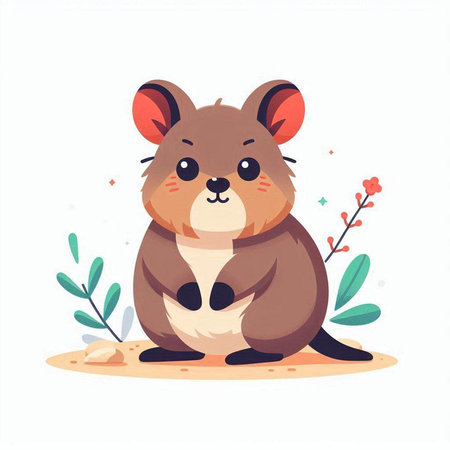 Cute cartoon hamster sitting on the ground. Vector illustration.のイラスト素材