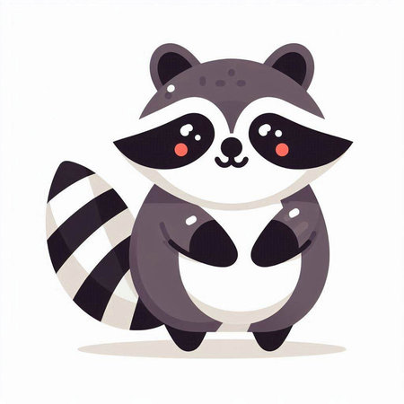Cute cartoon raccoon. Vector illustration isolated on white background.のイラスト素材