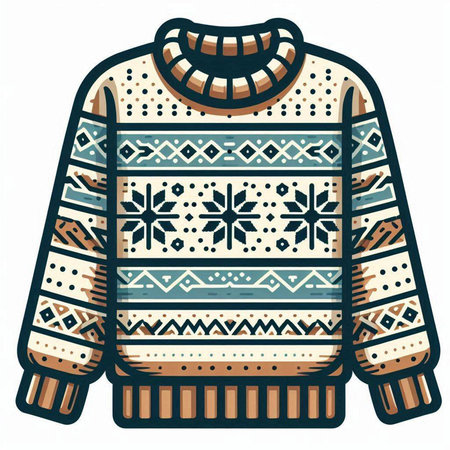 Vector illustration of a warm knitted sweater with snowflakes.のイラスト素材
