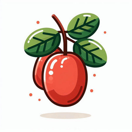 Illustration of cherry on a white background. Vector illustration of a cherry.のイラスト素材