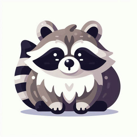Cute cartoon raccoon. Vector illustration of a raccoon.のイラスト素材