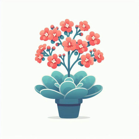 Flower in pot. Vector illustration in flat style. Isolated on white background.のイラスト素材
