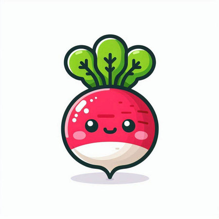 Cute radish cartoon character. Vector illustration isolated on white background.のイラスト素材