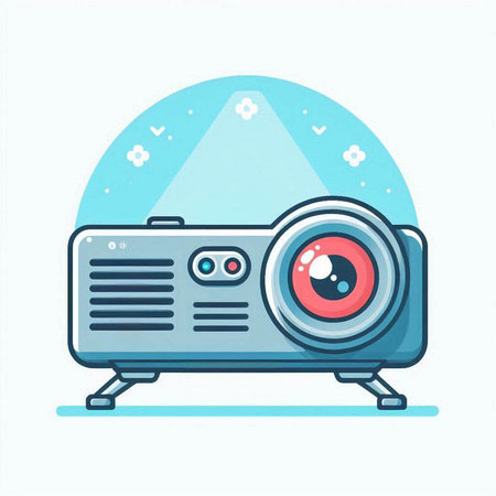 Illustration of a projector in a flat style. Vector illustration.のイラスト素材