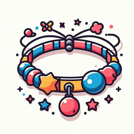 Beaded bracelet in doodle style. Vector illustration.のイラスト素材