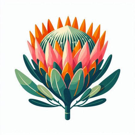 Protea flower icon isolated on white background. Vector illustration.のイラスト素材