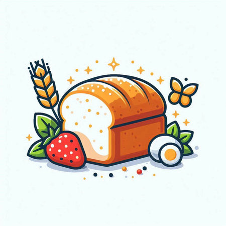 Vector illustration of a loaf of bread on a white background in cartoon style.のイラスト素材