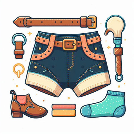 Clothes and accessories for men. Vector illustration in cartoon style.のイラスト素材