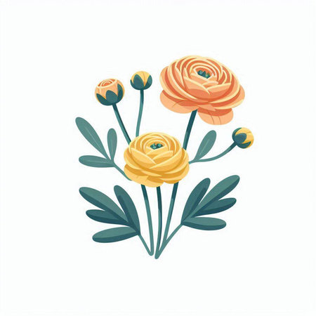 Vector illustration of a bouquet of yellow roses on a white backgroundのイラスト素材