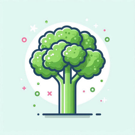 Broccoli icon in flat line style. Vegetable vector illustration.のイラスト素材