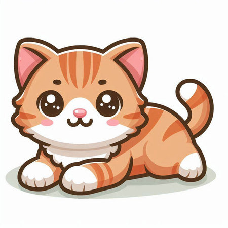 Cute cat isolated on a white background. Cartoon vector illustration.のイラスト素材