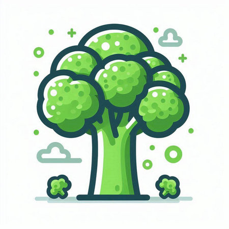 Broccoli icon. Vector illustration of broccoli. Flat design style.のイラスト素材
