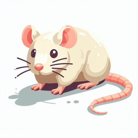 Illustration of cute white rat on white background. Vector illustration.のイラスト素材