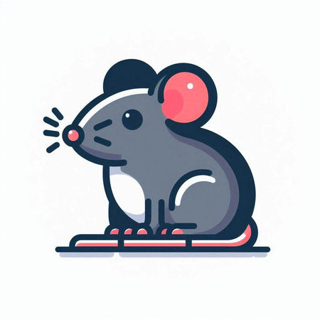Rat icon. Vector illustration in flat cartoon style. Isolated on white background.のイラスト素材