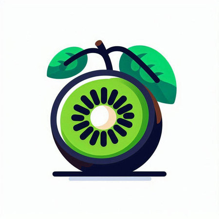 Kiwi fruit isolated on white background. Vector illustration in flat style.のイラスト素材