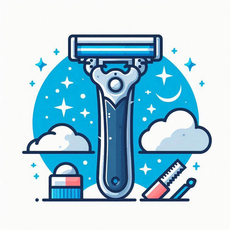 Razor for shaving on a white background. Vector illustration in flat style.のイラスト素材