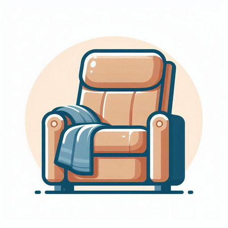 Armchair with pillows and plaid. Vector illustration in flat styleのイラスト素材