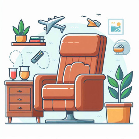 Comfortable armchair in the living room. Vector illustration in flat styleのイラスト素材