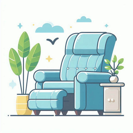 Comfortable armchair in the living room. Vector illustration in flat styleのイラスト素材