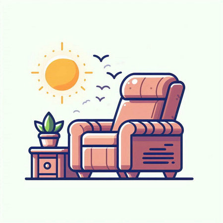 Comfortable armchair in the living room. Vector illustration in flat styleのイラスト素材