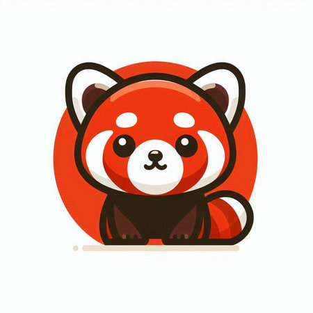 Red panda on white background. Cute cartoon vector illustration.のイラスト素材