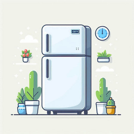 Refrigerator. Refrigerator in flat design. Vector illustrationのイラスト素材