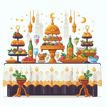 Illustration of Ramadan Kareem celebration in arabic style.のイラスト素材