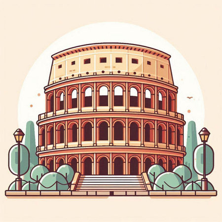 Colosseum in Rome, Italy. Colosseum is one of the symbols of Rome.のイラスト素材