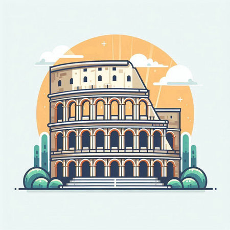 Colosseum in Rome, Italy. Vector illustration in flat styleのイラスト素材