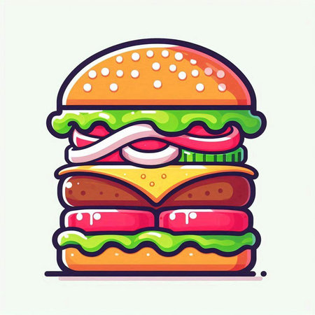 Hamburger icon isolated on white background. Fast food vector illustration.のイラスト素材