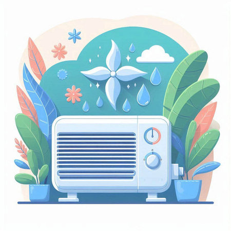 Air conditioner in a flat style. Vector illustration on a white background.のイラスト素材
