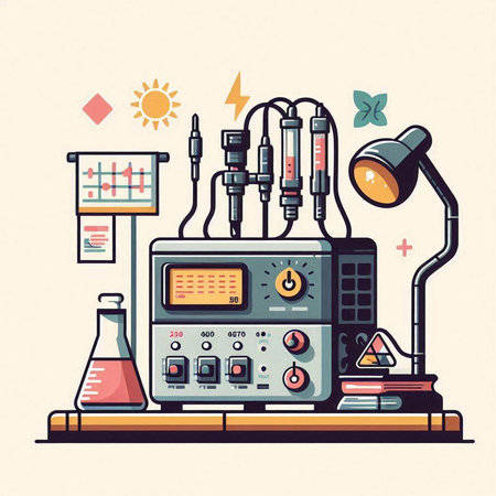 Illustration of laboratory equipment. Vector illustration in flat design style.のイラスト素材