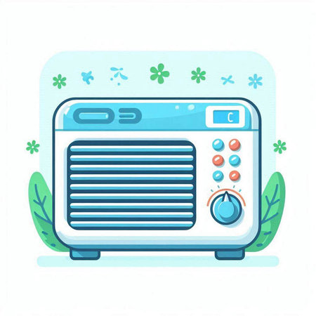 Illustration of a retro radio on a white background. Vector illustrationのイラスト素材