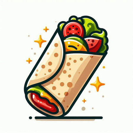 Burrito icon in flat style on white background. Vector illustration.のイラスト素材