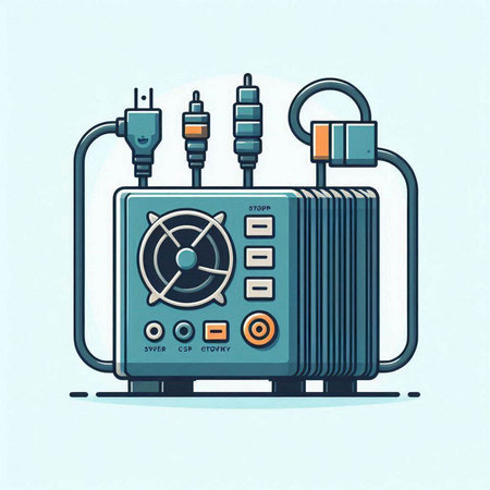 Vector illustration of a power supply. Electric power supply. Flat style.のイラスト素材