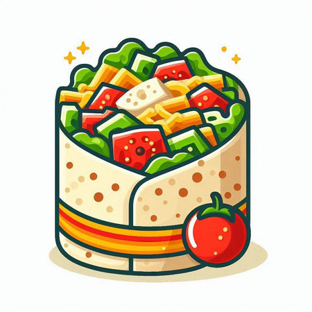 Mexican tacos with meat, vegetables and cheese. Vector illustration.のイラスト素材