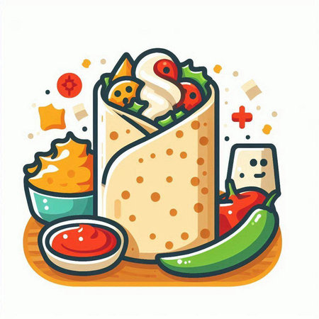 Mexican burrito, mexican food, vector illustration.のイラスト素材