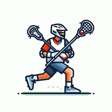 Lacrosse player with a ball in his hand. Vector illustration.のイラスト素材
